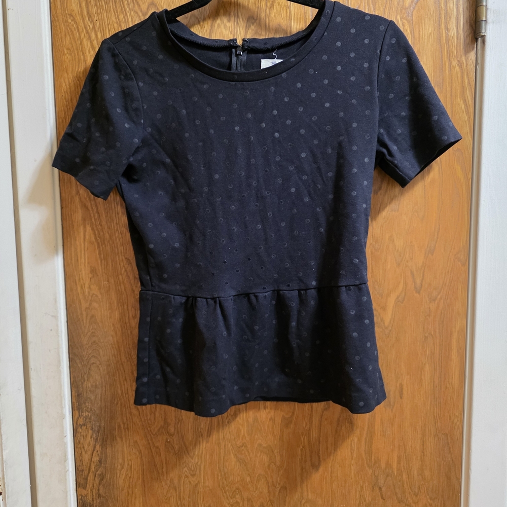 Madewell Peplum Polka Dot Short Sleeve Top